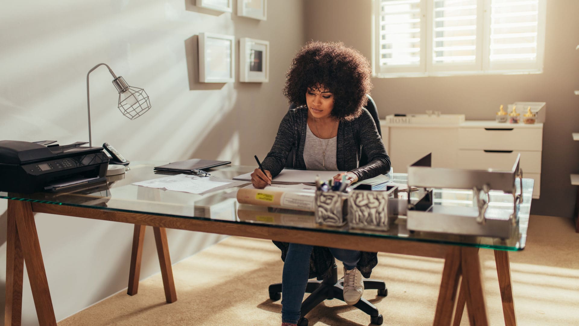 Woman Working at Desk