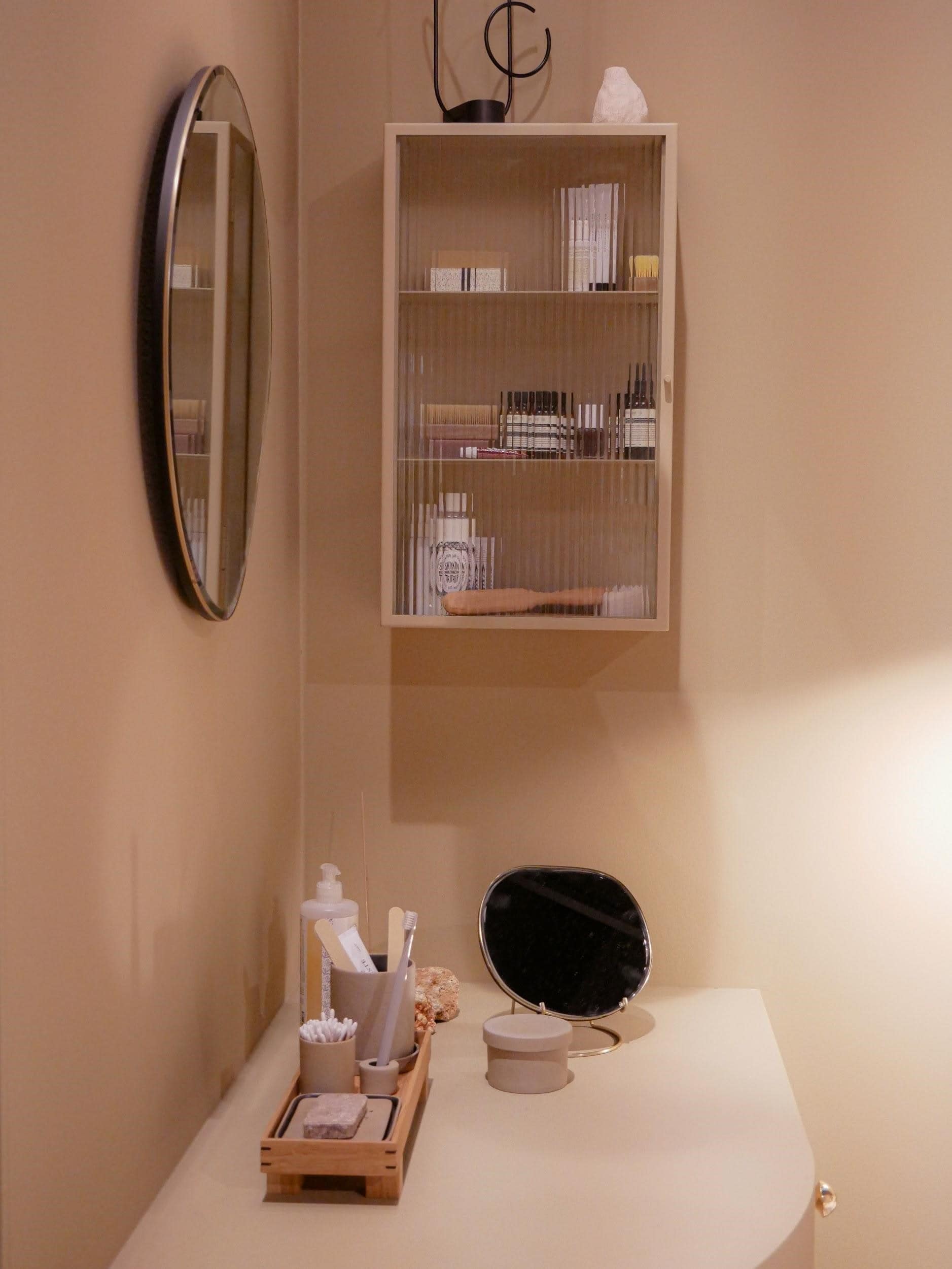 Bathroom Counter Containing Various Items