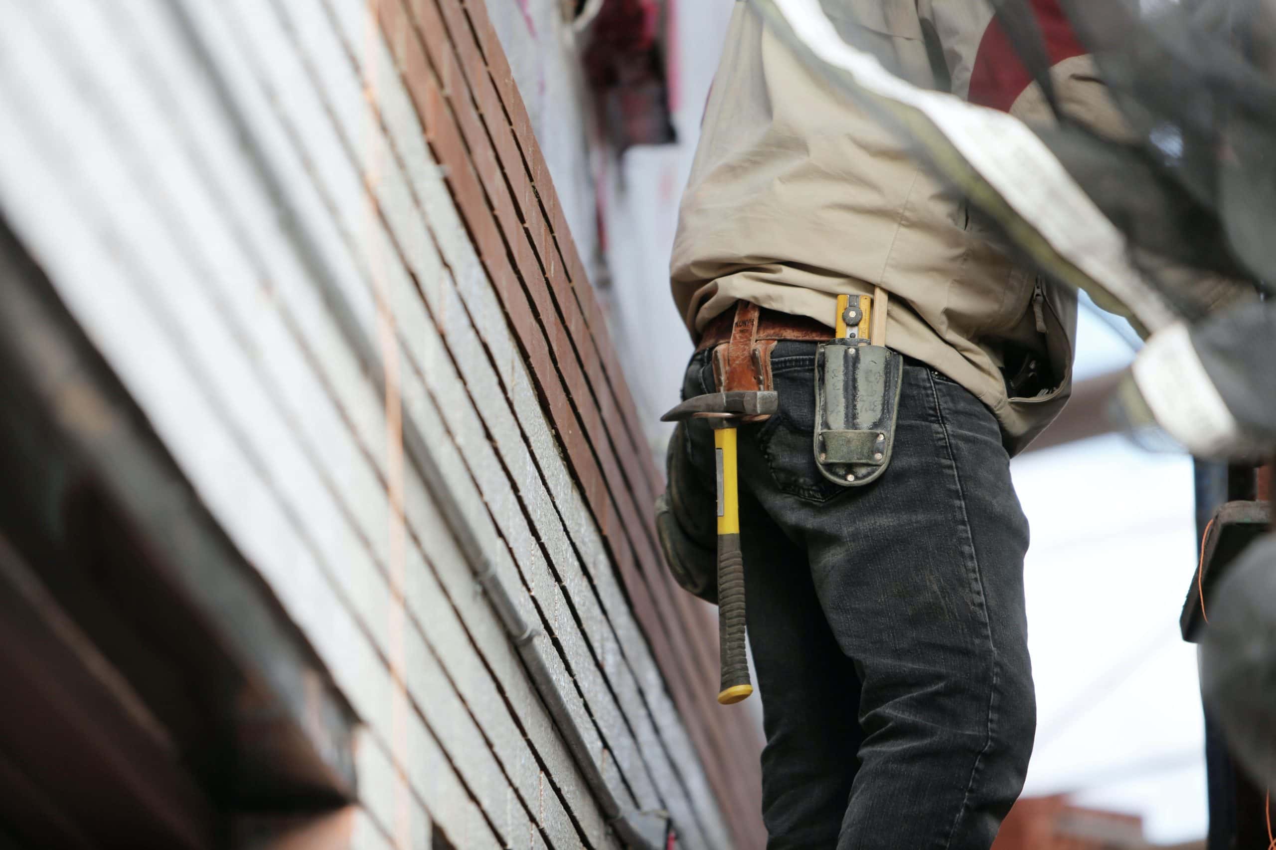 Handyman working on a house