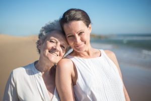 People posing for a picture on a beach