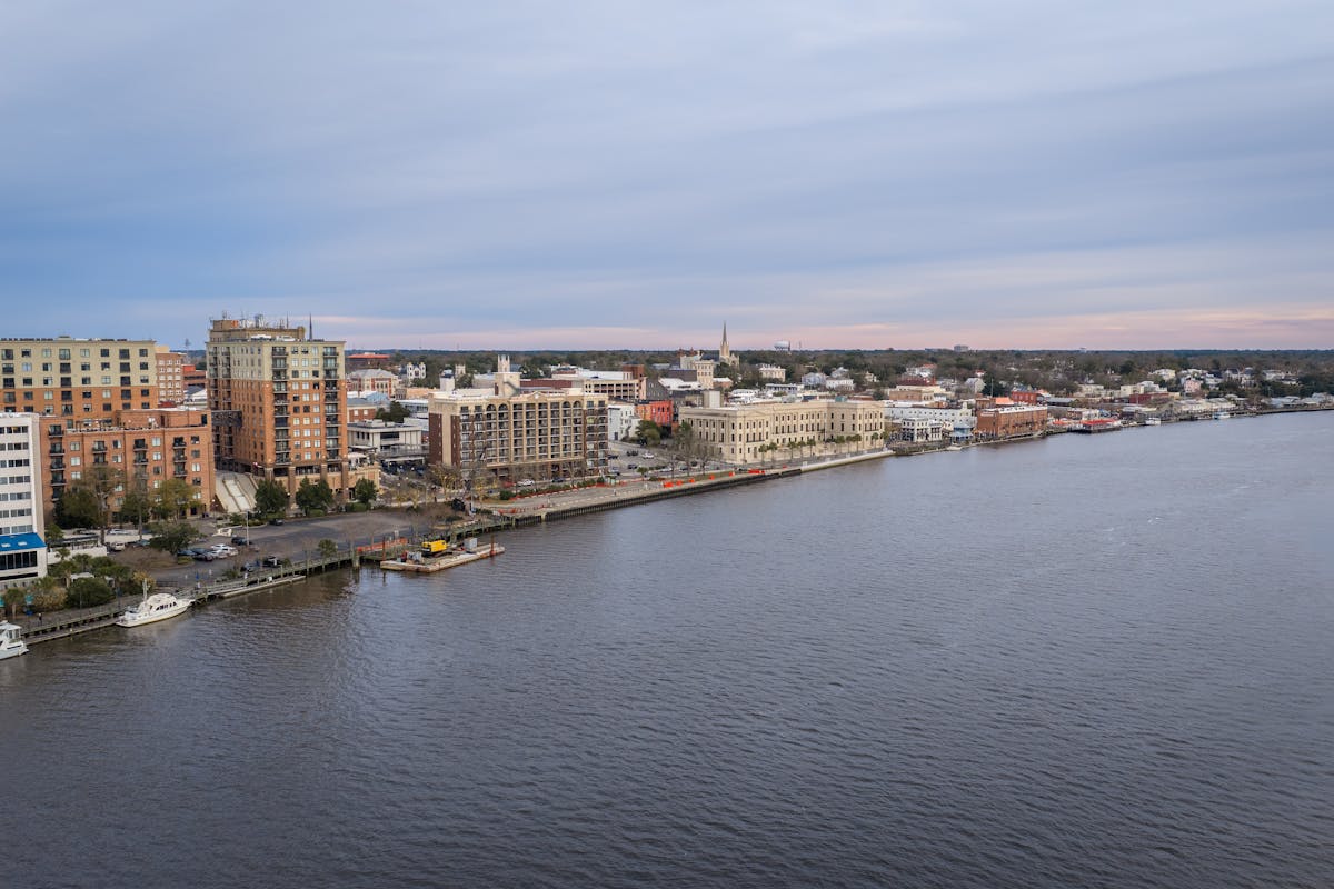 A city view from the water in Wilmington, North Carolina